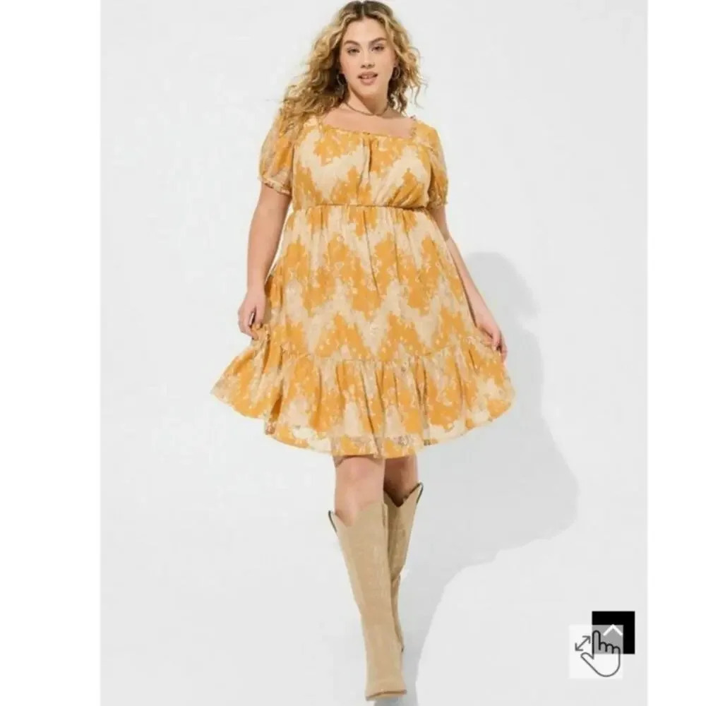 Torrid Mini Two Tone Lace Tiered‎ Babydoll Dress